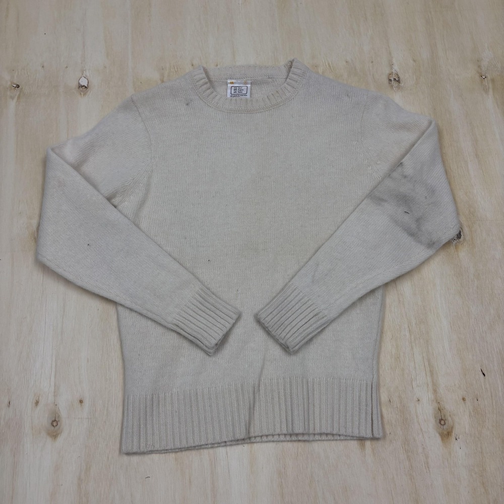 Vintage 70s K Mart Sweater Womens Medium White Wool Angora Crew Neck Raglan Knit